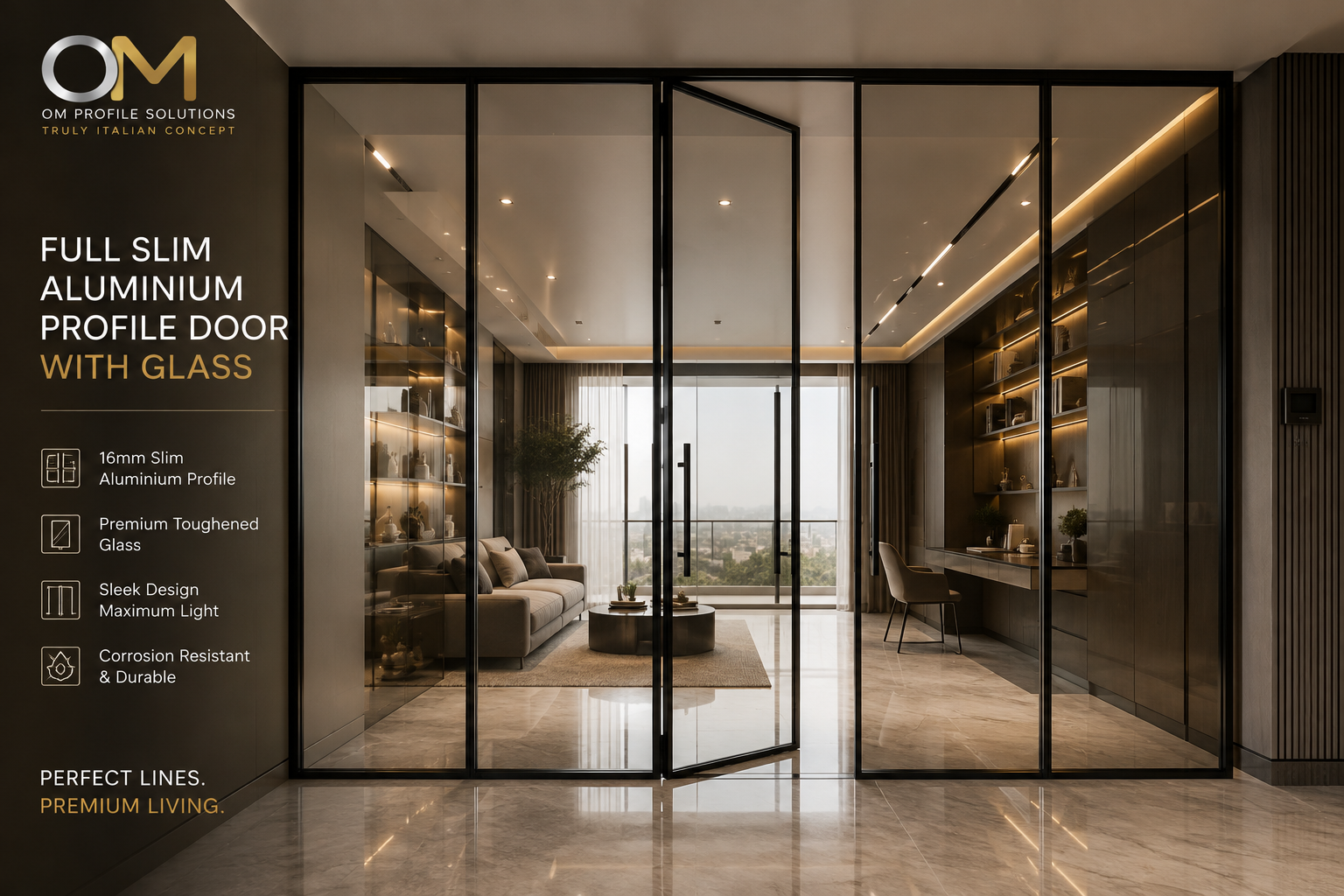 Full Slim Aluminium Profile Door